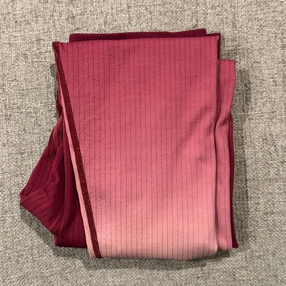 THE UPSIDE Ombre Ribbed Seamless Leggings - Burgundy/Cream - Size S (Fits 4)